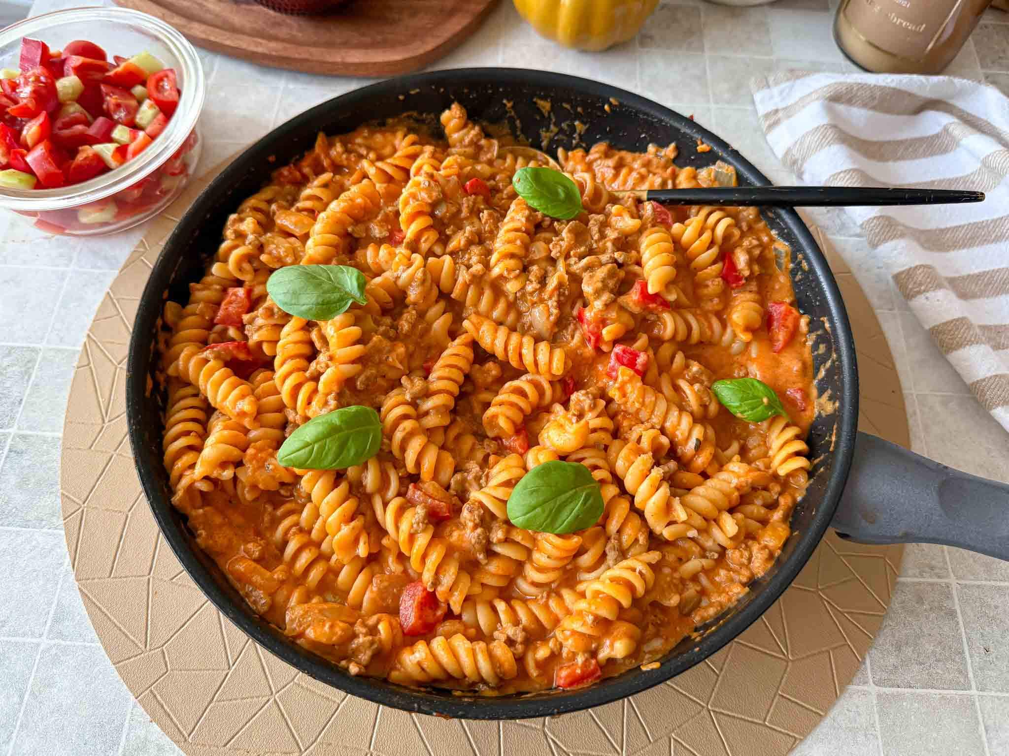 Makaronai su malta mėsa